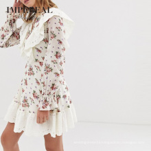 Embroidered Korean Style Ruffle Skater Mini 2020 Spring Floral Dress